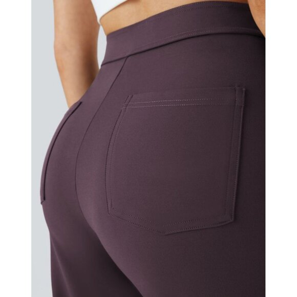 Halara High Waisted Straight Leg Pants Sz Small Womens Purple Button Front Pull - Picture 9 of 10